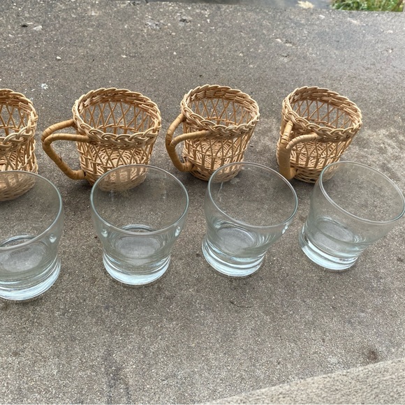 Vintage Dining Vintage Set Of 4 Boho Farmhouse Wicker Rattan